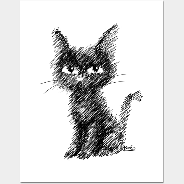 Doodle cat Wall Art by BATKEI